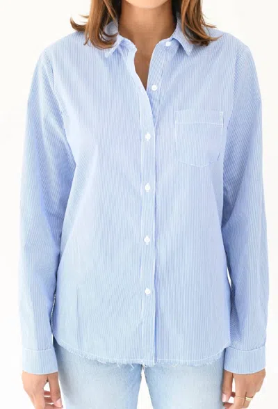 Stateside Mini Stripe Poplin Classic Button Down In Blue/white