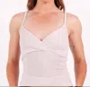 Stateside Oraginc Variegated Rib Front Overlap Tank In Stone In Beige