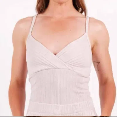 Stateside Oraginc Variegated Rib Front Overlap Tank In Stone In Beige