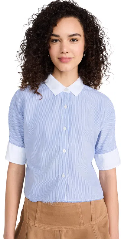 Stateside Pinstripe Boxy Shirt Sport Blue