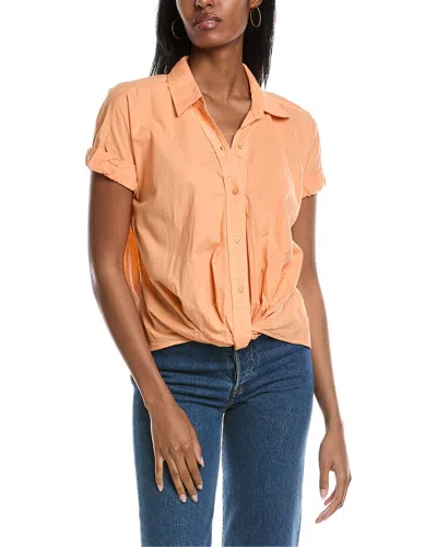 Stateside Poplin Front Twist Shirt In Orange