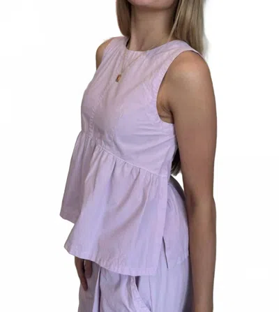 Stateside Poplin Peplum Sleeveless Top In Lilac Mist In Multi