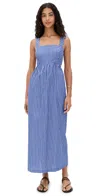 Stateside Poplin Stripe Open Back Midi Dress Cobalt Stripe In Blue