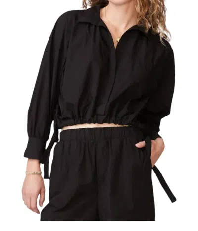 Stateside Poplin Tie Hem Shirt In Black