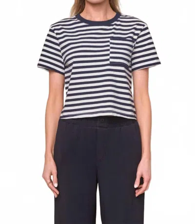 Stateside Preppy Stripe Boxy Tee In Thyme In Blue