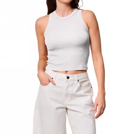Stateside Rib Cropped High Neck Tank Top In White In Gray