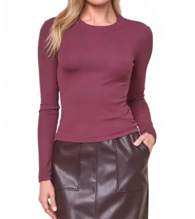 Stateside Rib Long Sleeve Crewneck Top In Cabernet In Burgundy