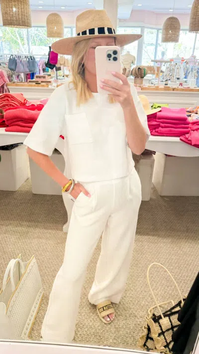 Stateside Rib Wide Leg Pants In White