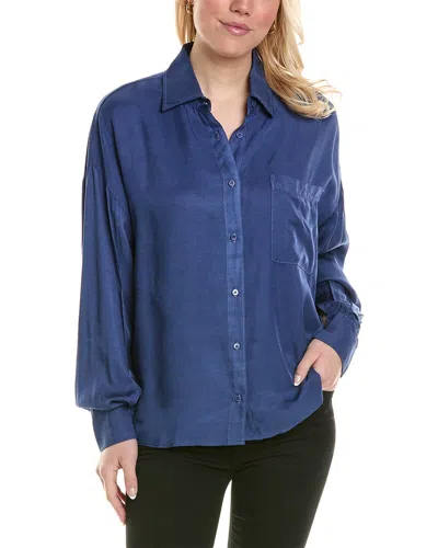 Stateside Satin Oversized Shirt In Blue