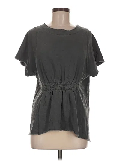 Pre-owned Stateside Short Sleeve Top Gray Keyhole Neckline Tops