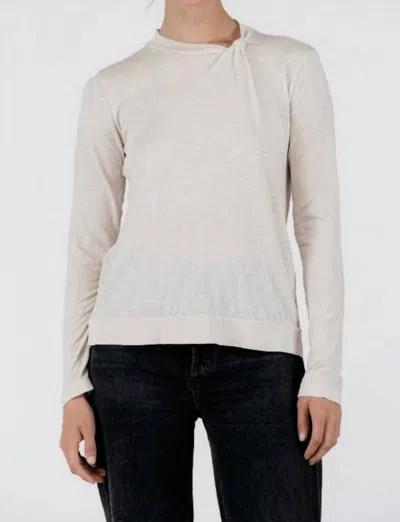 Stateside Slub Jersey Long Sleeve Twist Mock Neck Top In Stone In Neutral