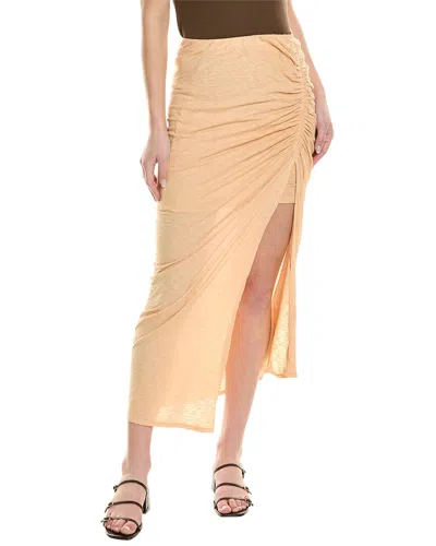 Stateside Slub Jersey Shirred Midi Skirt In Beige