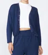 Stateside Softest Fleece Cropped Cardigan In New Navy In Blue