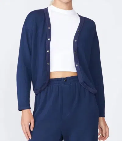 Stateside Softest Fleece Cropped Cardigan In New Navy In Blue