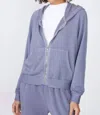 Stateside Softest Fleece Cropped Zip-up Hoodie In Slate In Grey