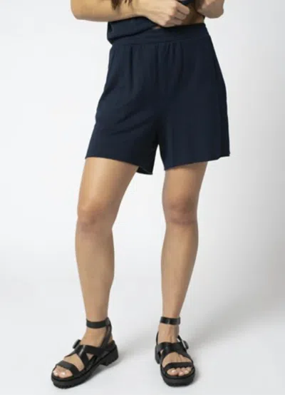 Stateside Softest Fleece Straight Leg Short In Black In Blue