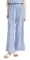 Stateside Stripe Poplin Wide Leg Pants In Denim