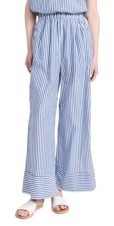 Stateside Stripe Poplin Wide Leg Pants In Denim