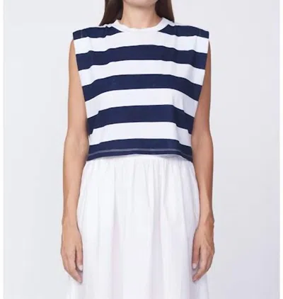 Stateside Striped Rugby Tee In Navy In Blue