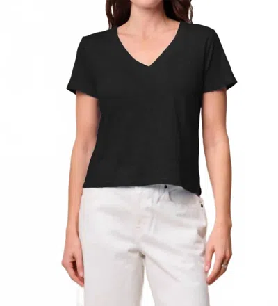 Stateside Suipma Slub Short Sleeve V Neck Tee In Black