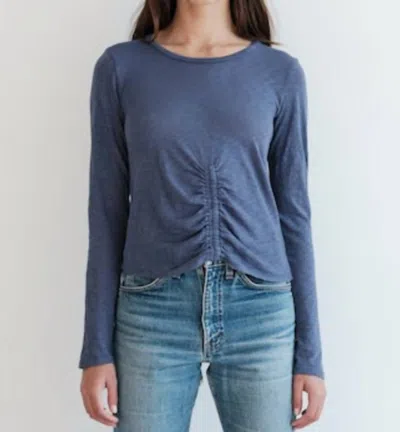 Stateside Supima Long Sleeve Ruched Tee In Denim In Blue