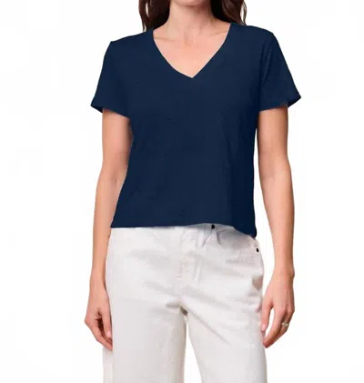 Stateside Supima Slub Jersey Short Sleeve V-neck Tee In New Navy In Blue