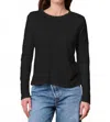 Stateside Supima Slub Long Sleeves Crew Top In Black In Black