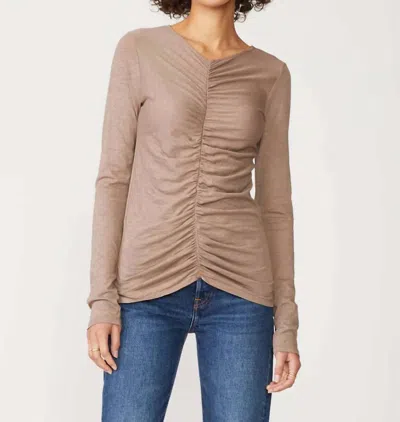 Stateside Supima Slub Shirred Long Sleeve Top In Mocha In Brown