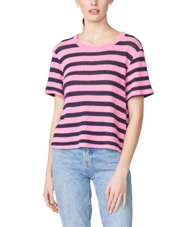 Stateside Sweater Knit Stripe Pique Baby Tee In Cherry In Pink