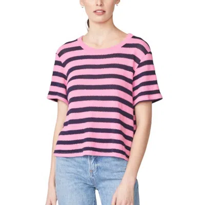 Stateside Sweater Knit Stripe Pique Baby Tee In Cherry In Pink