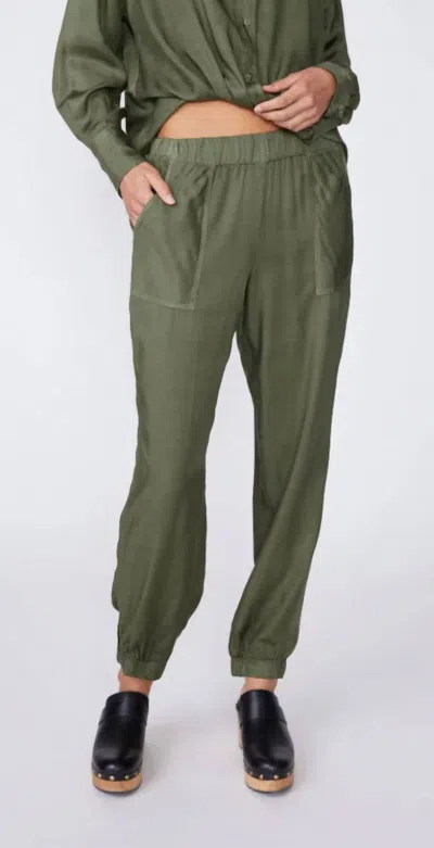 Stateside Viscose Satin Jogger In Artichoke In Green