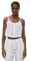 Stateside Voile Cropped Button Cami White In White