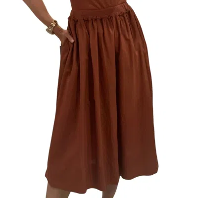 Stateside Voile Midi Skirt In Sienna In Brown