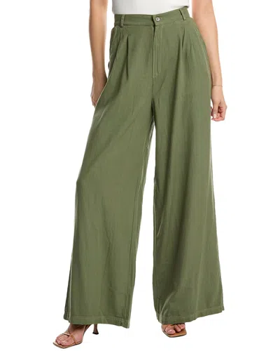 Stateside Wide Leg Linen-blend Trouser In Green