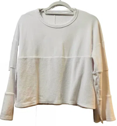 Stateside Women's Terrycloth Pullover Top In White In Gray