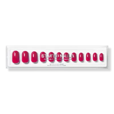 Static Nails High End Red Round Reusable Pop-on Manicures In Pink