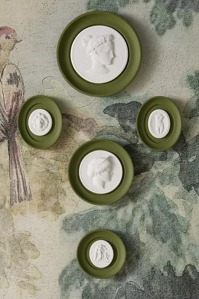 Statuette Olive Plaster Framed Intaglio Gallery Wall Charm