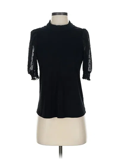 Pre-owned Status By Chenault 3/4 Sleeve Top Black Mock Neckline Tops