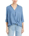 Status By Chenault Button Front Top In Denim