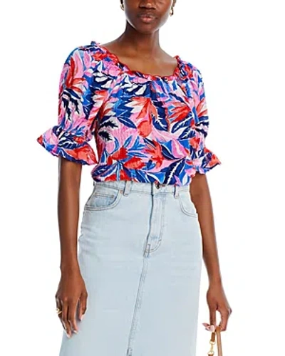 Status By Chenault Printed Ruffle Trim Top In Multi
