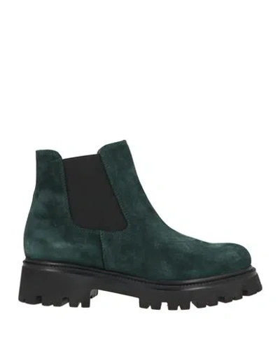Status Woman Ankle Boots Dark Green Size 6 Leather In Multi