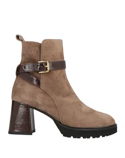 Status Woman Ankle Boots Khaki Size 7 Leather In Beige