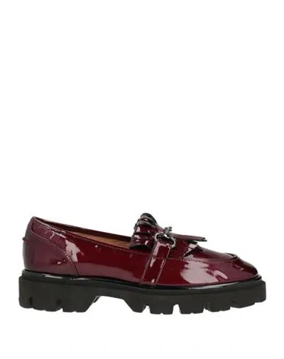 Status Woman Loafers Burgundy Size 7 Leather In Red