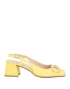 Status Woman Pumps Yellow Size 8 Leather In Yellow