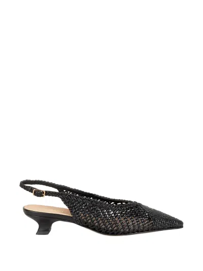 Status Woven Slingback Mules In Black