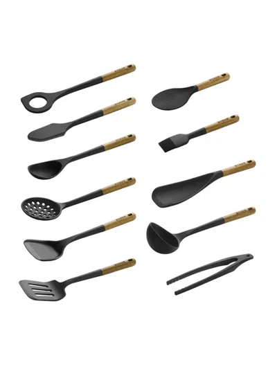 Staub 11-piece Silicone & Wood Handle Cooking Utensil Set In Black