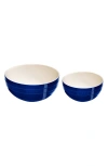 Staub 2-piece Ceramic Nested Mixing Bowl Set In Dark Blue
