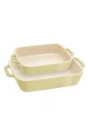 Staub Ceramic 2pc Pastel Green Rectangular Baking Dish Set In Green