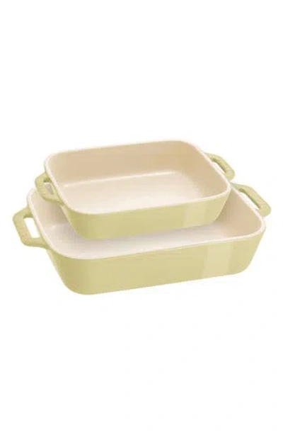 Staub 2-piece Ceramic Rectangular Baking Dishes In Green