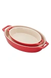 Staub Ceramic 2-piece Oval Baking Dish Set In Cherry